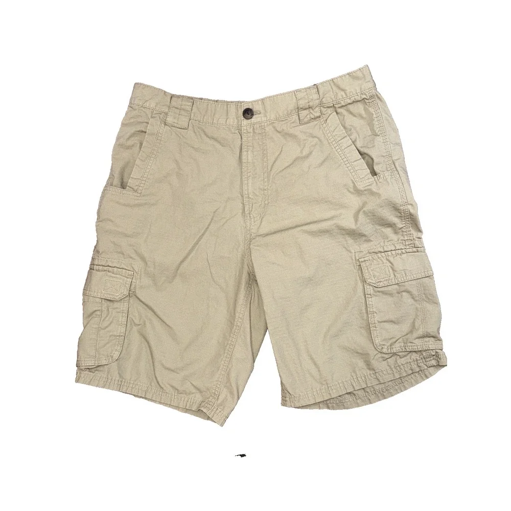 Schmidt Men's 38 Work Wear‎ Shorts Cargo Tan Khaki Rip Stop Grunge Gorpcore Y2K